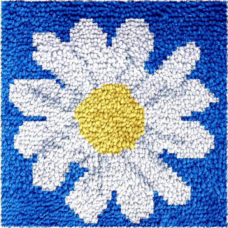 Numptain Latch Hook Kits for Adults,DIY Rug Crafts Daisy Pattern Color Printed Canvas,Latch Hook Kits for Beginners Handmade Needlework Crafts Home Decoration,12"x12" - Image 1
